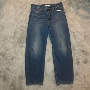 Levis Baggy Dad Barrel Jeans Womens 28x30 (Fit 30x28.5) Blue Darted Tapered